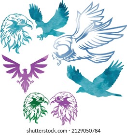 eagle pack bird wild vector watercolor 