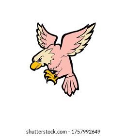 the eagle is packing its wings with white isolation. This illustration vector is suitable for use as a children's coloring book, logo on clothes or pants and others
