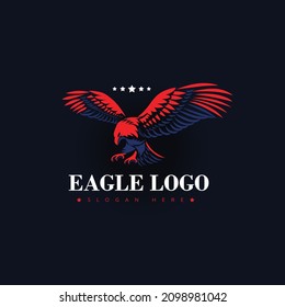 Eagle Patriot Logo Pictoral With Red Blue Color