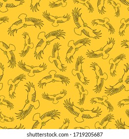 Eagle pattern. Birds on a yellow background