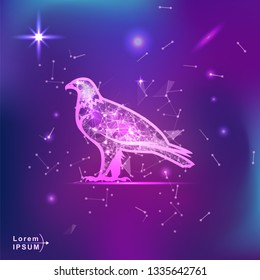eagle. Polygonal wireframe eagle silhouette on gradient background. Space, futuristic, zodiac concept. Shine neon style vector illustration
