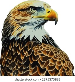 Eagle portrait painting in watercolor style, vector EPS 10 illustration