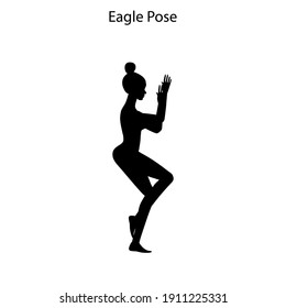 El águila representa la silueta de entrenamiento de yoga sobre el fondo blanco. Ilustración del vector