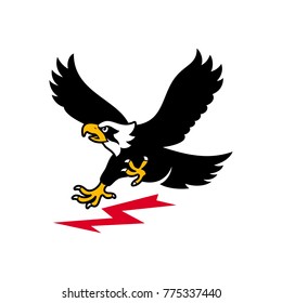 eagle pouncing the tunder. vector logo.