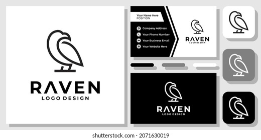 Eagle Raven Bird Hawk Falcon Force Heraldic Abstract Modern Logo Design with Business Card Template