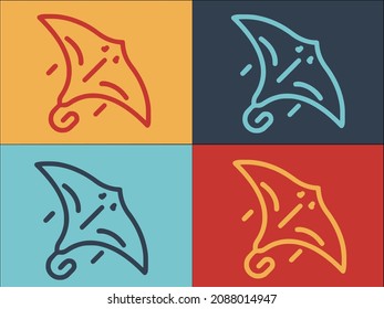 Eagle Ray Logo Template, Simple Flat Icon of ocean,sea,ray