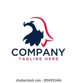 Diseño del logotipo del vector azul y rojo águila.Logotipo del águila de cabeza.