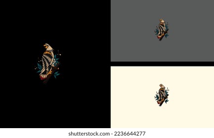 the eagle is resting on a tree branch vector artwork design