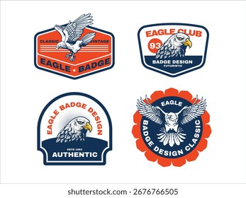 Diseño de conjunto de insignia retro de águila