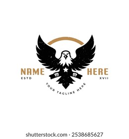 Eagle Retro Fly Logo, symbolizing freedom, strength, and timeless power