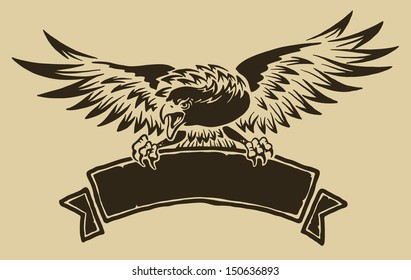 Eagle with ribbon