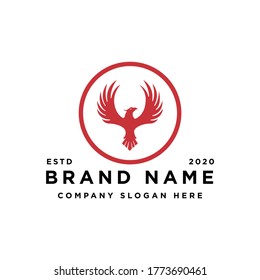 Eagle rising Wings Logo design vector Luxury corporate heraldic Falcon Phoenix Hawk bird Logotype concept