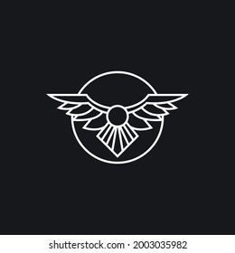 Eagle rising Wings Logo design vector template Circle shape.