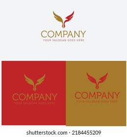 Eagle rising Wings Logo design vector template. Luxury corporate heraldic Falcon Phoenix Hawk bird Logotype concept icon.