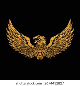 Eagle Rising Wings vector illustration vintage