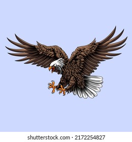 Eagle Roar Animal Vector Illustration