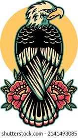 Eagle And Roses Retro Style for your business or merchandise