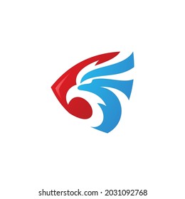 Eagle Security Logo, Falcon Bird Head and Shield Vector Icon