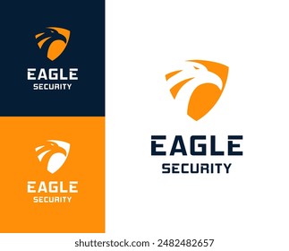 Eagle security logo.Eagle with shield icon logo design illustration. Eagle security logo design inspiration.