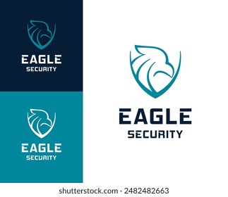 Eagle security logo.Eagle with shield icon logo design illustration. Eagle security logo design inspiration.