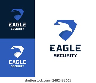 Eagle security logo.Eagle with shield icon logo design illustration. Eagle security logo design inspiration.