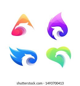 eagle set logo design vector