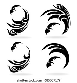 Eagle set, on white background, vector, illustration