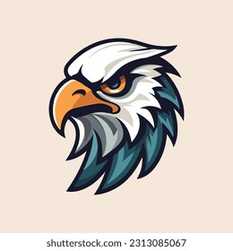 Eagle shape mascot logo for outdoor product company. modern flat color