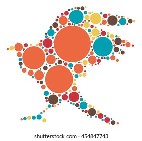 eagle shape vector design by color point