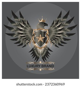 eagle with shield emblem logo. vector