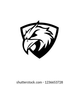 Eagle Shield gaming logo black and white vector illustration