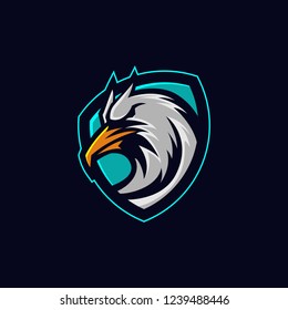 Eagle shield gaming logo design template