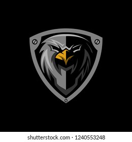 eagle shield gaming logo design vector illustration