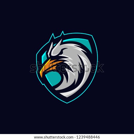 Eagle shield gaming logo design template