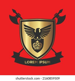 eagle shield gold logo template vector 