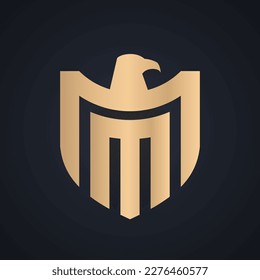 logotipo lineal del escudo de águila dorada