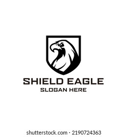 Eagle shield head black and white vintage template for labels, emblems, badges or logo design template