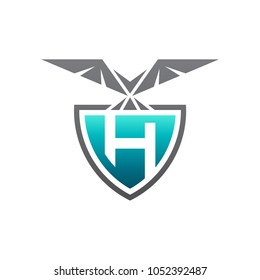 Eagle Shield Letter H Initial Logo Template, ready For Use