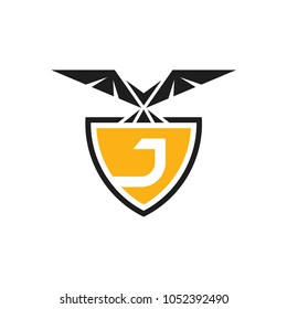 Eagle Shield Letter J Initial Logo Template, ready For Use