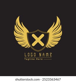 Eagle shield letter logo with wings