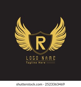 Eagle shield letter logo with wings