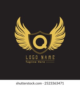 Logotipo de la letra del escudo del águila con alas