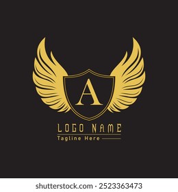 Logotipo da letra do escudo da águia com asas