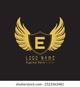 Eagle shield letter logo with wings