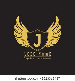 Eagle shield letter logo with wings
