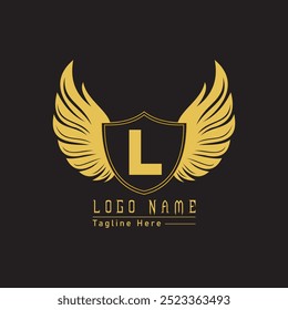 Eagle shield letter logo with wings