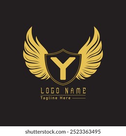 Eagle shield letter logo with wings