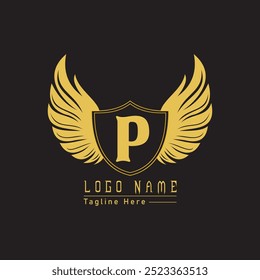Adler Schild Buchstaben Logo mit Flügeln