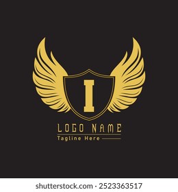 Eagle shield letter logo with wings