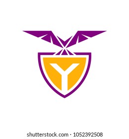 Eagle Shield Letter Y Initial Logo Template, ready For Use